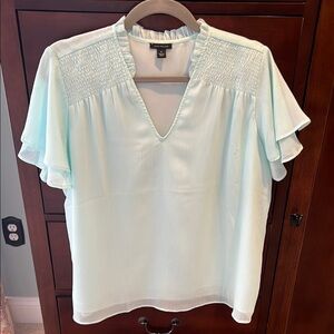 Light Blue Ruffle Sleeve Top M
